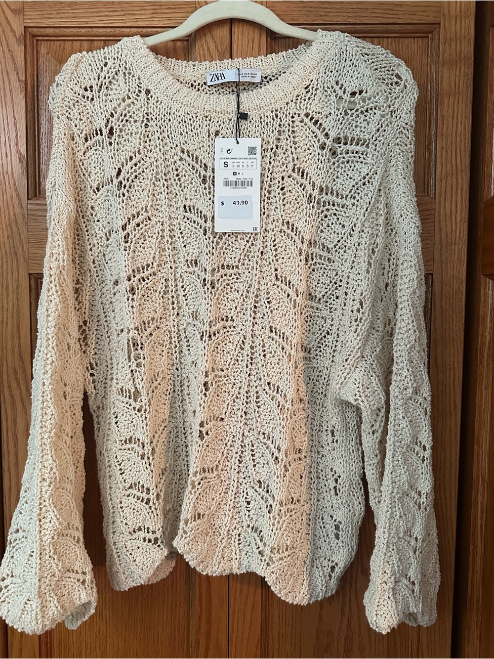 NWT ZARA - Open Knit Over Size Cream Sweater | Size Small